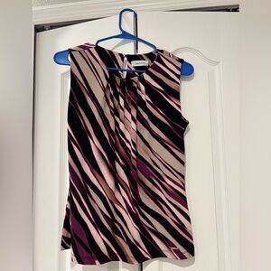 Calvin Klein Women's Purple, Tan, Back, Sleeveless Blouse Size S